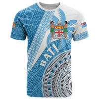 Custom Fiji Rugby Bati T Shirt Tapa Pattern LT01 Blue - Polynesian Pride