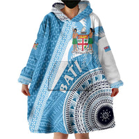 Custom Fiji Rugby Bati Wearable Blanket Hoodie Tapa Pattern LT01 - Polynesian Pride