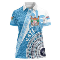 Custom Fiji Rugby Bati Women Polo Shirt Tapa Pattern LT01 Female Blue - Polynesian Pride
