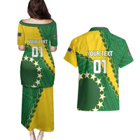 Custom Cook Islands Rugby Kukis Couples Matching Puletasi and Hawaiian Shirt Circle Stars