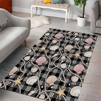 Hawaiian Ocean Seashells Area Rug Black Palaka Pattern LT01 - Polynesian Pride