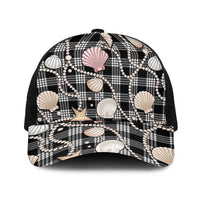 Hawaiian Ocean Seashells Baseball Net Cap Black Palaka Pattern
