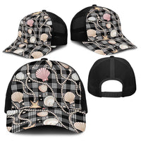Hawaiian Ocean Seashells Baseball Net Cap Black Palaka Pattern