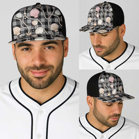Hawaiian Ocean Seashells Baseball Net Cap Black Palaka Pattern