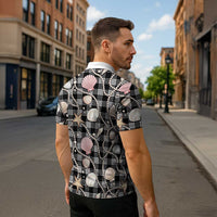 Hawaiian Ocean Seashells Zipper Polo Shirt Black Palaka Pattern LT01 - Polynesian Pride