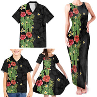 Hawaiian Hibiscus Plumeria Family Matching Tank Maxi Dress and Hawaiian Shirt Tropical Leaves LT01 - Polynesian Pride