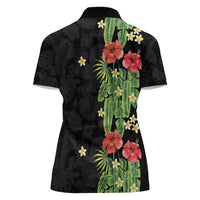 Hawaiian Hibiscus Plumeria Women Polo Shirt Tropical Leaves LT01 - Polynesian Pride