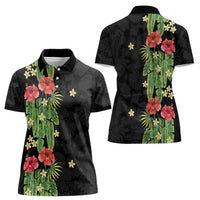 Hawaiian Hibiscus Plumeria Women Polo Shirt Tropical Leaves LT01 - Polynesian Pride