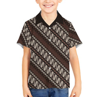 Yogyakarta Parang Batik Motifs Family Matching Mermaid Dress and Hawaiian Shirt Indonesian Traditional Pattern LT01 Son's Shirt Brown - Polynesian Pride