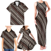 Yogyakarta Parang Batik Motifs Family Matching Tank Maxi Dress and Hawaiian Shirt Indonesian Traditional Pattern LT01 - Polynesian Pride