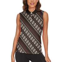 Yogyakarta Parang Batik Motifs Women Sleeveless Polo Shirt Indonesian Traditional Pattern LT01 - Polynesian Pride