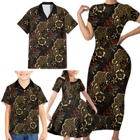 Batik Sekar Jagad Family Matching Short Sleeve Bodycon Dress and Hawaiian Shirt Indonesian Traditional Pattern LT01 - Polynesian Pride