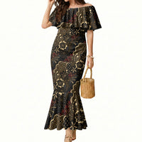 Batik Sekar Jagad Mermaid Dress Indonesian Traditional Pattern LT01 Women Black - Polynesian Pride