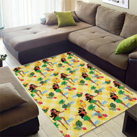 Hawaii Hula Girl Tropical Area Rug Yellow Palaka