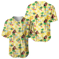 Hawaii Hula Girl Tropical Baseball Jersey Yellow Palaka