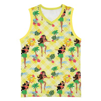 Hawaii Hula Girl Tropical Basketball Jersey Yellow Palaka