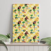 Hawaii Hula Girl Tropical Canvas Wall Art Yellow Palaka
