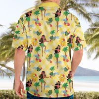Hawaii Hula Girl Tropical Hawaiian Shirt Yellow Palaka