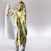 Hawaii Hula Girl Tropical Hooded Blanket Yellow Palaka