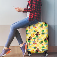 Hawaii Hula Girl Tropical Luggage Cover Yellow Palaka