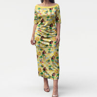 Hawaii Hula Girl Tropical Puletasi Yellow Palaka