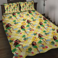 Hawaii Hula Girl Tropical Quilt Bed Set Yellow Palaka