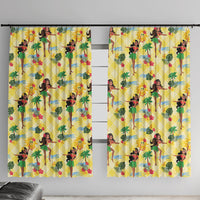 Hawaii Hula Girl Tropical Window Curtain Yellow Palaka