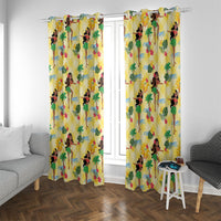 Hawaii Hula Girl Tropical Window Curtain Yellow Palaka