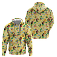 Hawaii Hula Girl Tropical Zip Hoodie Yellow Palaka