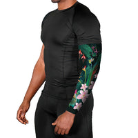 Hawaii Hummingbird Tropical Flowers Arm Sleeves Dark Green