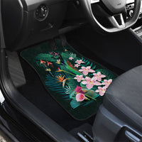 Hawaii Hummingbird Tropical Flowers Car Mats Dark Green
