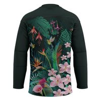 Hawaii Hummingbird Tropical Flowers Hockey Jersey Dark Green