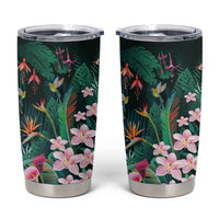 Hawaii Hummingbird Tropical Flowers Tumbler Cup Dark Green