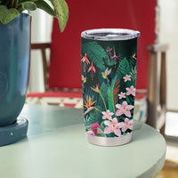 Hawaii Hummingbird Tropical Flowers Tumbler Cup Dark Green