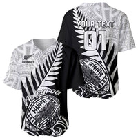 Custom New Zealand Silver Fern Rugby Baseball Jersey Aotearoa Maori Black Version LT01 - Polynesian Pride
