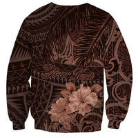 Bula Fiji Masi Sweatshirt Fijian Tapa Vintage Dark Brown Version LT01 - Polynesian Pride