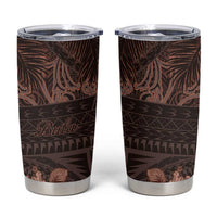 Bula Fiji Masi Tumbler Cup Fijian Tapa Vintage Dark Brown Version