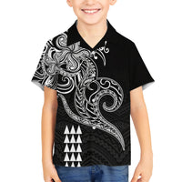 Hawaii Valentine Kid Hawaiian Shirt Kakau Polynesian Heart LT01 Kid Black - Polynesian Pride