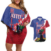 Personalised Haiti Le Marron Inconnu Couples Matching Off Shoulder Short Dress and Hawaiian Shirt Dashiki Mix Polynesian Pattern
