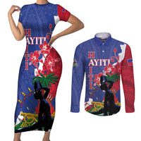 Personalised Haiti Le Marron Inconnu Couples Matching Short Sleeve Bodycon Dress and Long Sleeve Button Shirt Dashiki Mix Polynesian Pattern