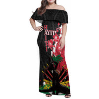 Personalised Ayiti Neg Marron Family Matching Off Shoulder Maxi Dress and Hawaiian Shirt Dashiki Mix Polynesian Pattern LT01 Mom's Dress Black - Polynesian Pride