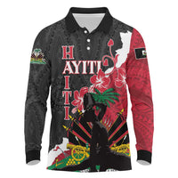 Personalised Ayiti Neg Marron Long Sleeve Polo Shirt Dashiki Mix Polynesian Pattern LT01 Black - Polynesian Pride