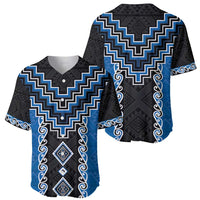 Blue Niho Taniwha Mix Poutama Baseball Jersey Unique Taniko Aotearoa LT01 - Polynesian Pride