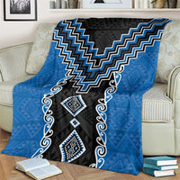Blue Niho Taniwha Mix Poutama Blanket Unique Taniko Aotearoa