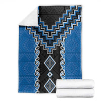 Blue Niho Taniwha Mix Poutama Blanket Unique Taniko Aotearoa