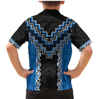 Blue Niho Taniwha Mix Poutama Family Matching Mermaid Dress and Hawaiian Shirt Unique Taniko Aotearoa