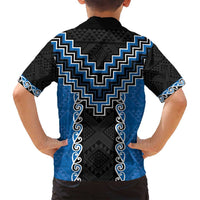 Blue Niho Taniwha Mix Poutama Family Matching Puletasi and Hawaiian Shirt Unique Taniko Aotearoa LT01 - Polynesian Pride