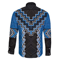 Blue Niho Taniwha Mix Poutama Family Matching Puletasi and Hawaiian Shirt Unique Taniko Aotearoa LT01 - Polynesian Pride