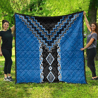 Blue Niho Taniwha Mix Poutama Quilt Unique Taniko Aotearoa LT01 - Polynesian Pride