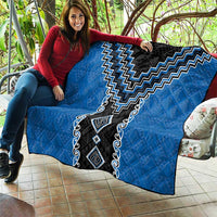 Blue Niho Taniwha Mix Poutama Quilt Unique Taniko Aotearoa LT01 - Polynesian Pride
